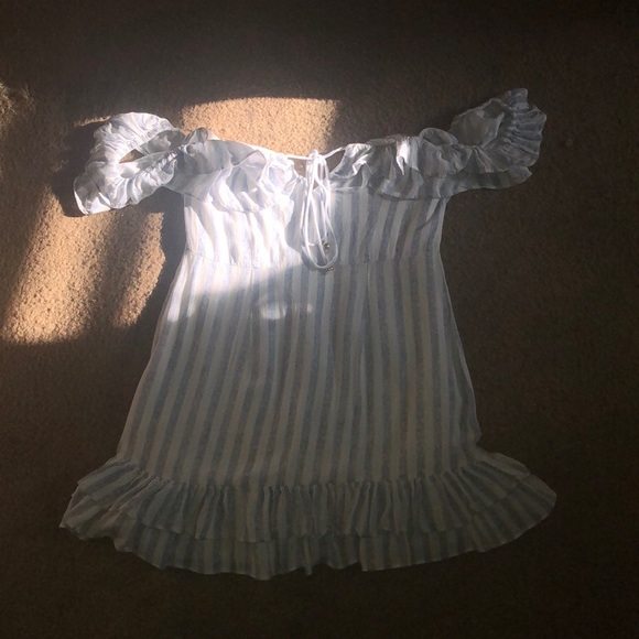 Blue/White Striped Off the Shoulder Dress Size M - Picture 1 of 5